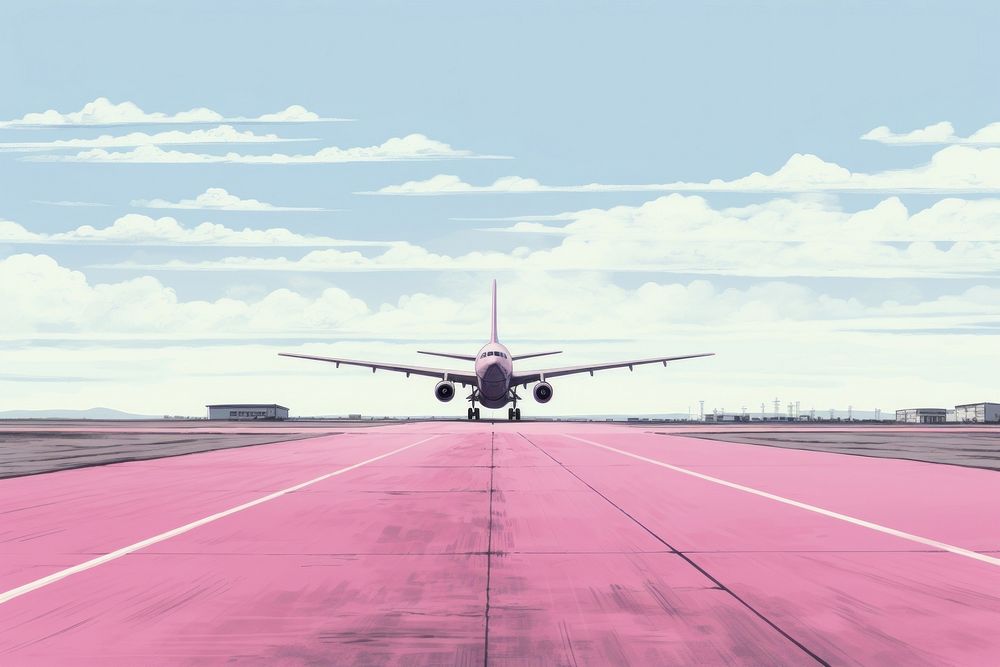 Airport runway airplane aircraft vehicle.