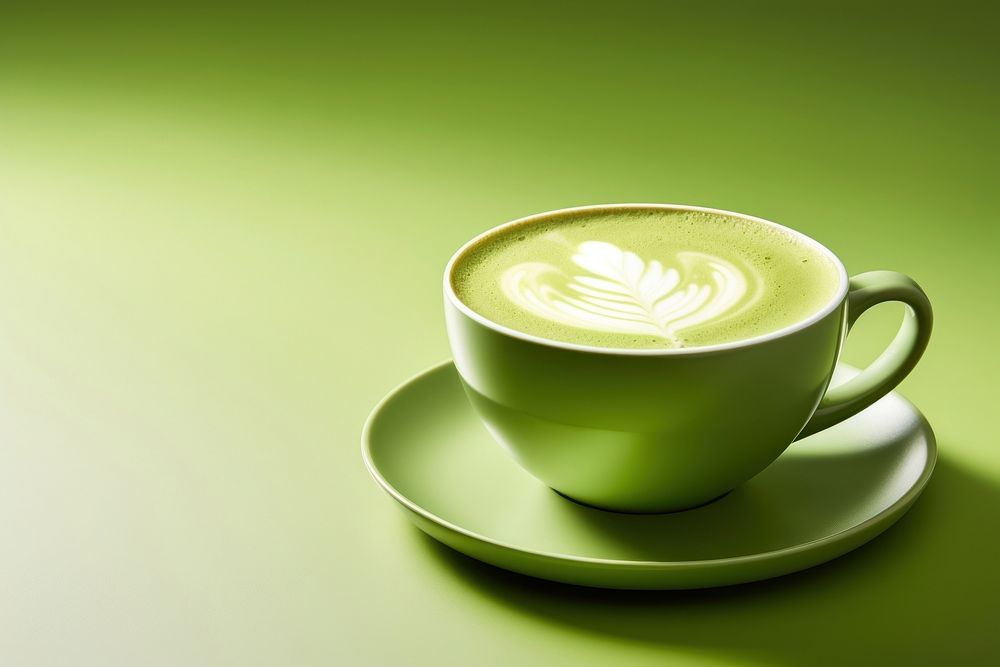 Matcha latte coffee saucer drink. AI generated Image by rawpixel.