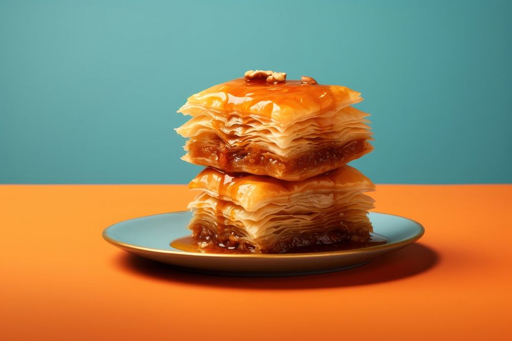 Baklava dessert pastry plate. AI generated Image by rawpixel.