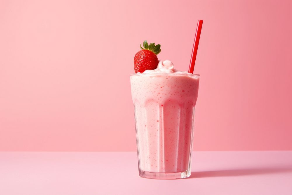Strawberry milkshake food smoothie fruit. AI generated Image by rawpixel.