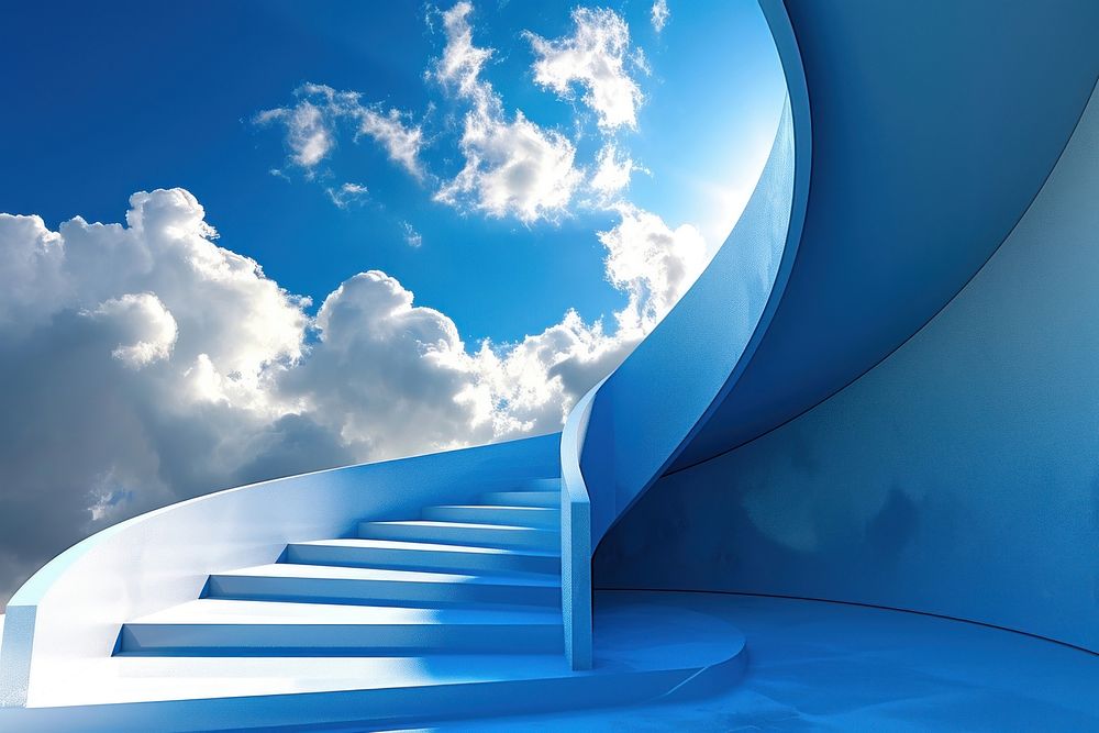 Abstract space sky architecture staircase.