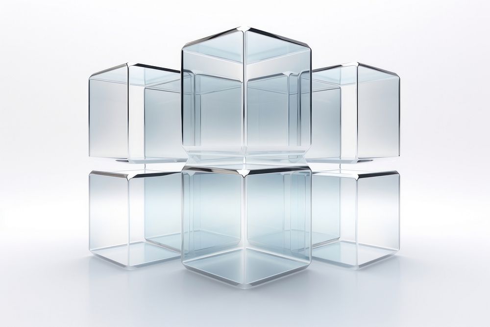 3d hexagon transparent glass style white background simplicity lighting.