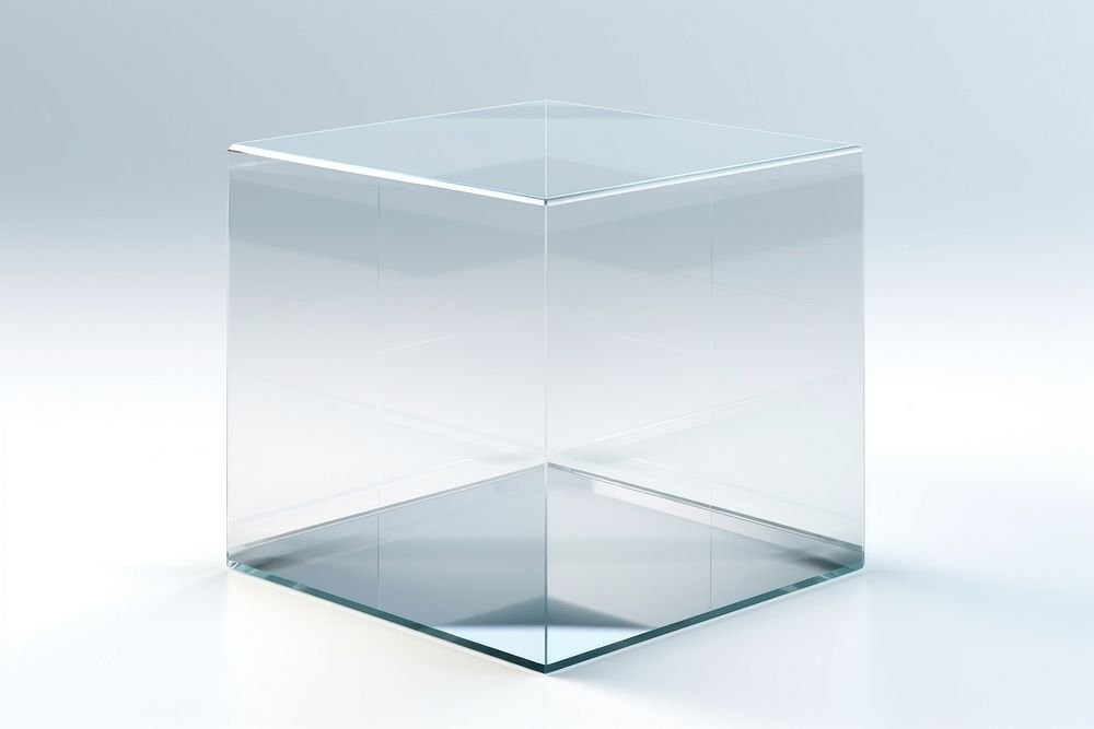 Hexagon glass transparent white background.