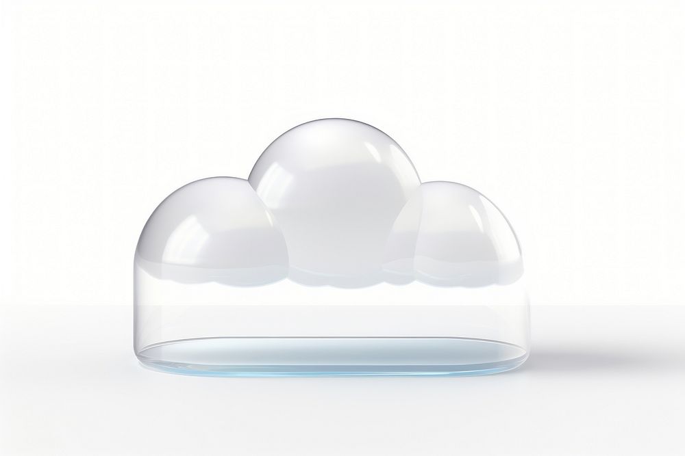 3d transparent glass style of cloud shape white white background pottery.
