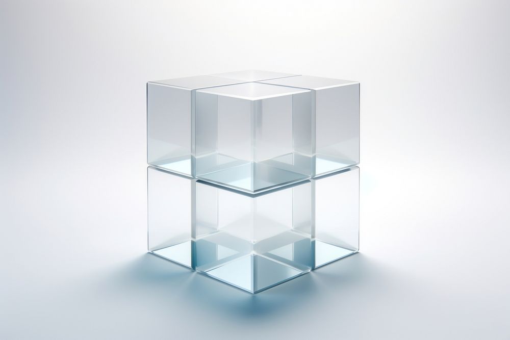 3d transparent glass style of cube white background simplicity furniture.