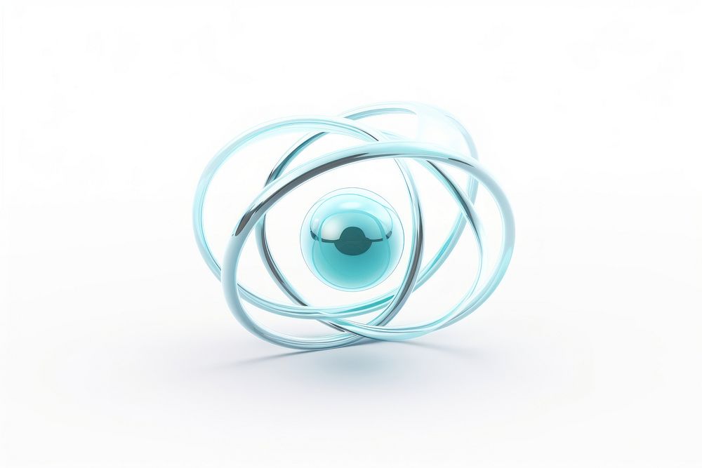 3d transparent glass style of atom icon sphere white background accessories.
