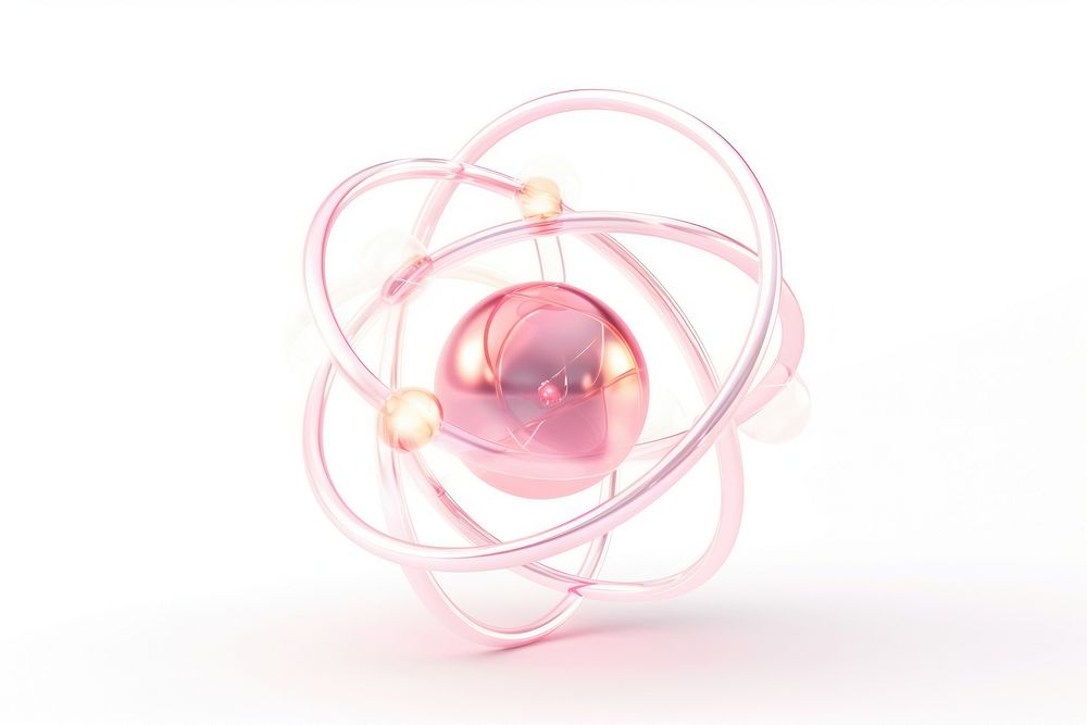 3d transparent glass style of atom icon sphere white background accessories.
