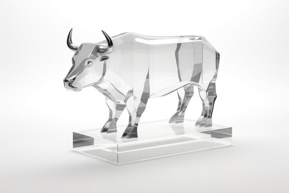 3d transparent glass style of bull livestock mammal animal.