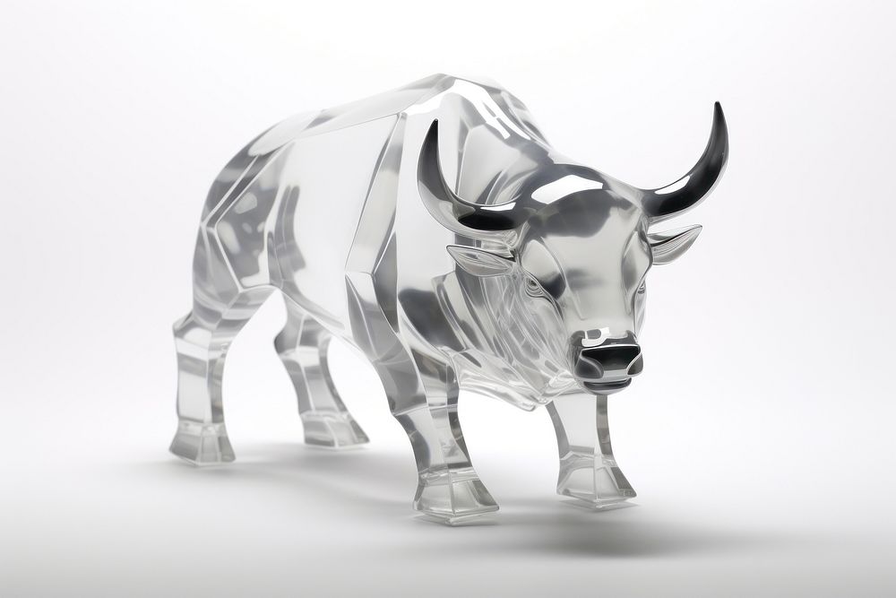 3d transparent glass style of bull livestock mammal cattle.
