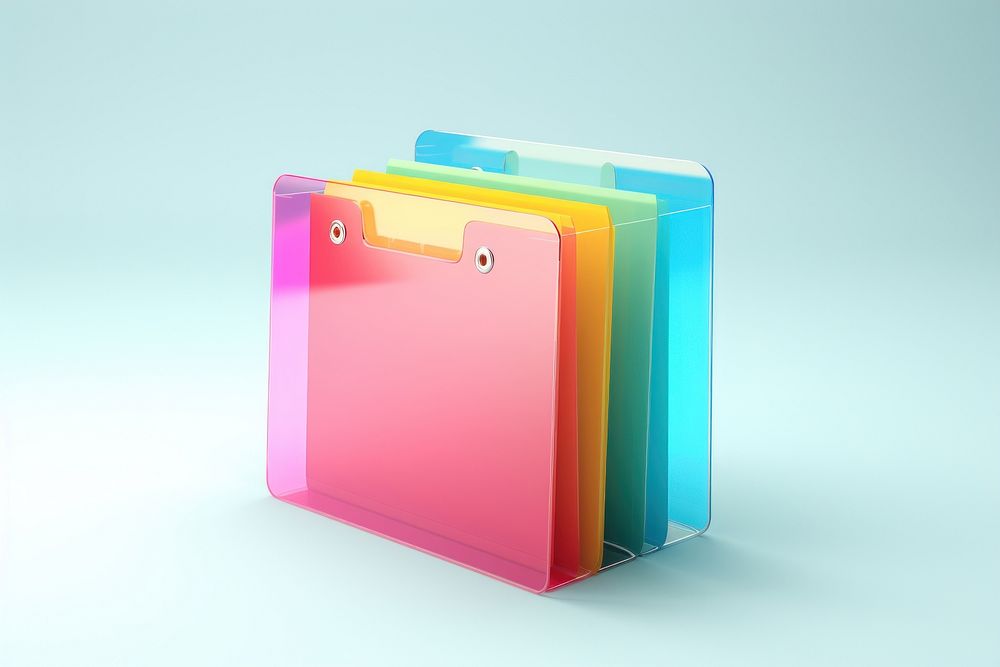3d transparent glass style of folder file white background rectangle.