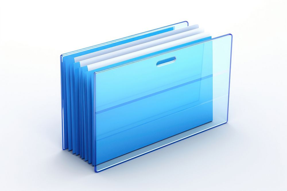 3d transparent glass style of folder file white background rectangle.