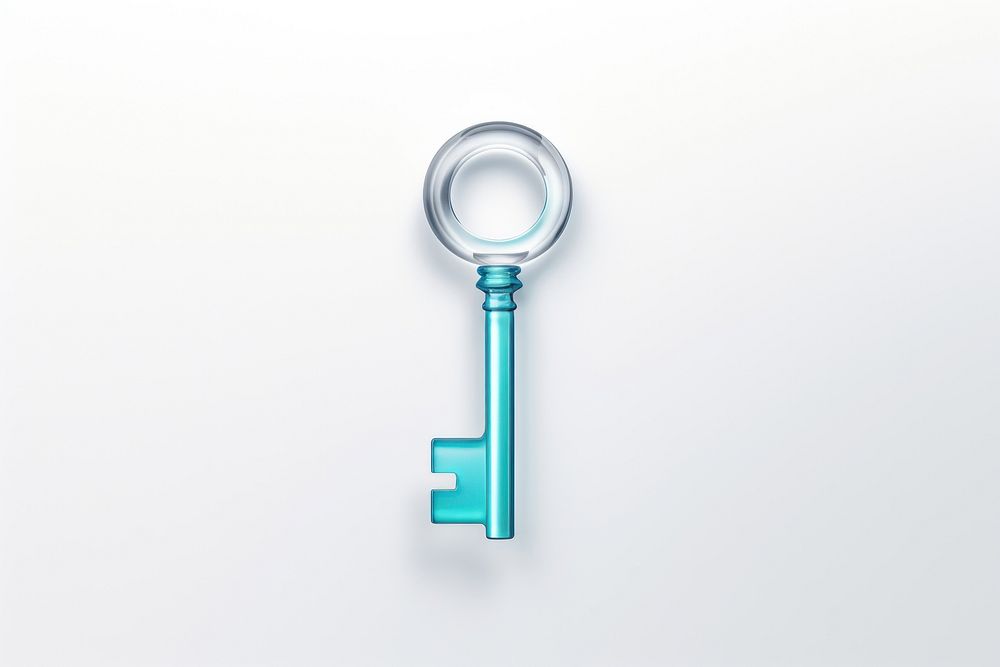 3d transparent glass style of key white background magnifying keychain.