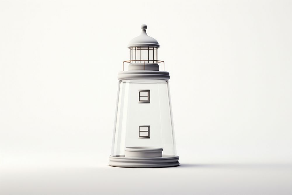 3d transparent glass style of lighthouse architecture building tower.