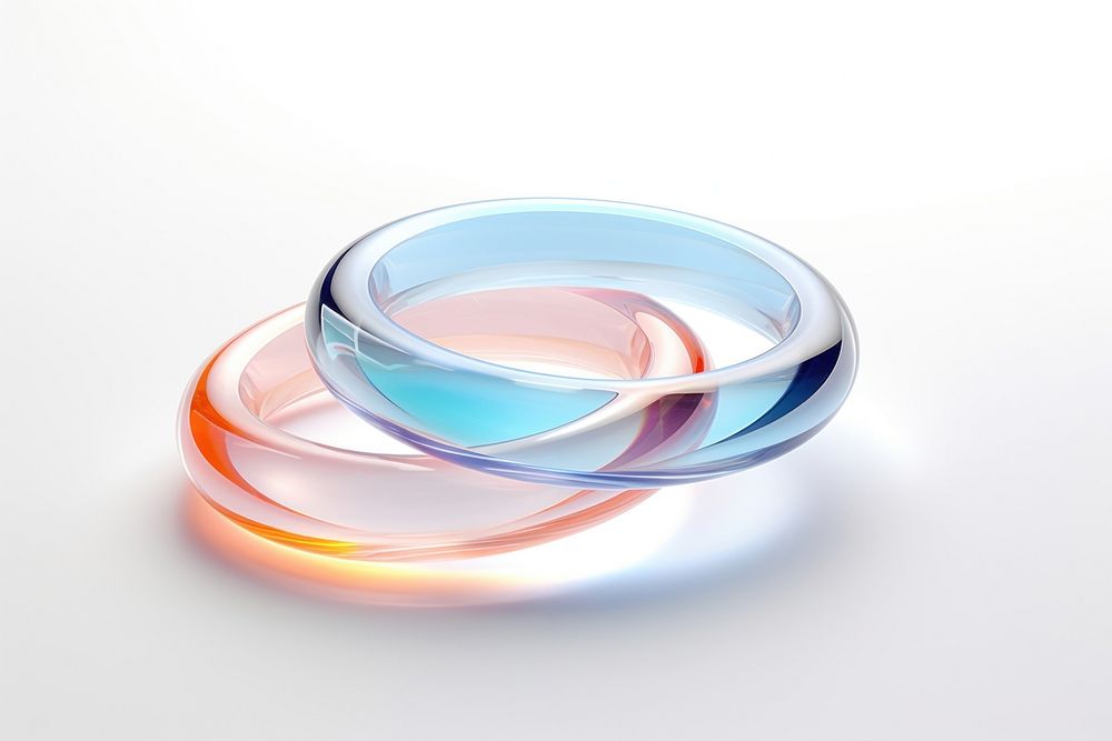 3d transparent glass style of rings jewelry white background accessories.