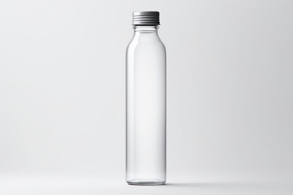 3d transparent glass style of water bottle jar white background refreshment.