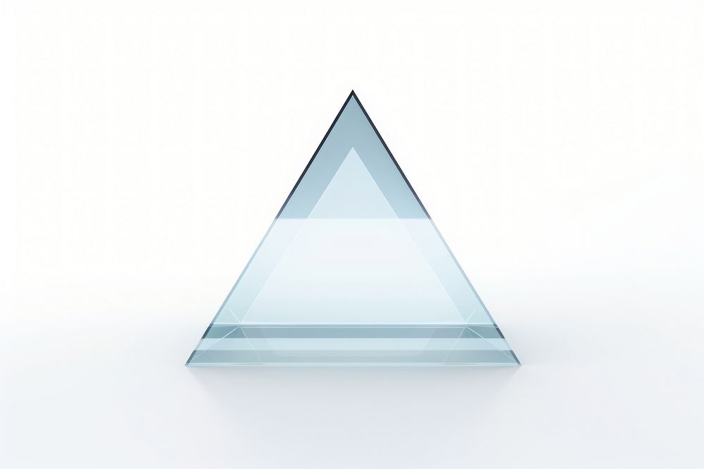 3d transparent glass style of triangle shape white background simplicity pyramid.