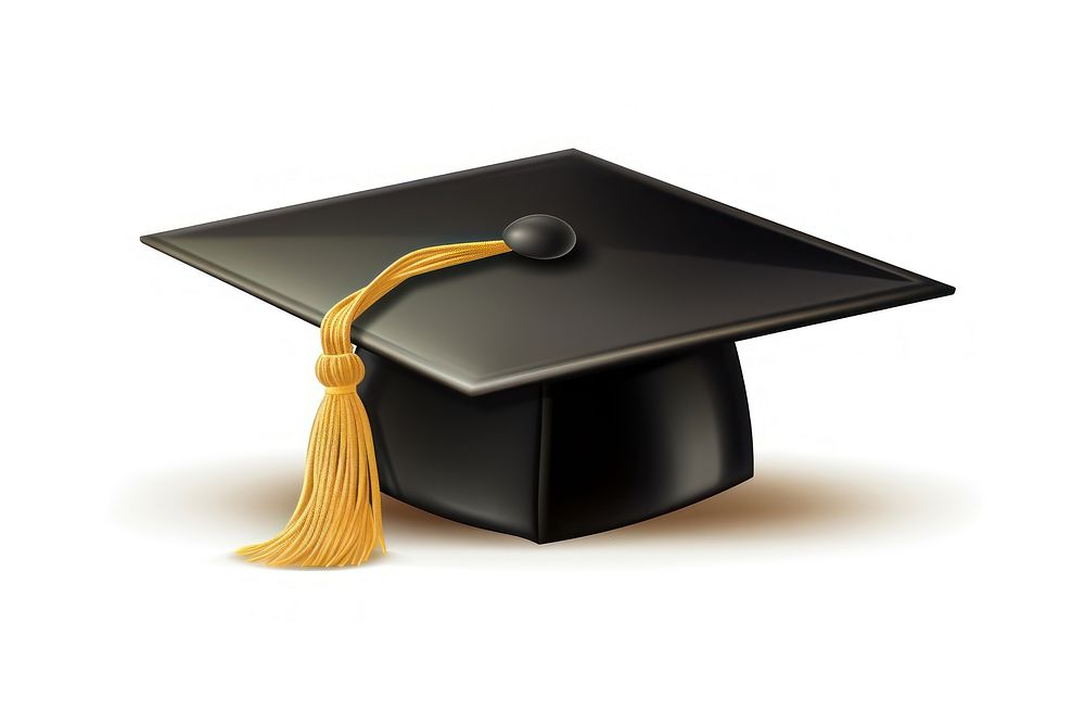 Graduation cap white background intelligence achievement.