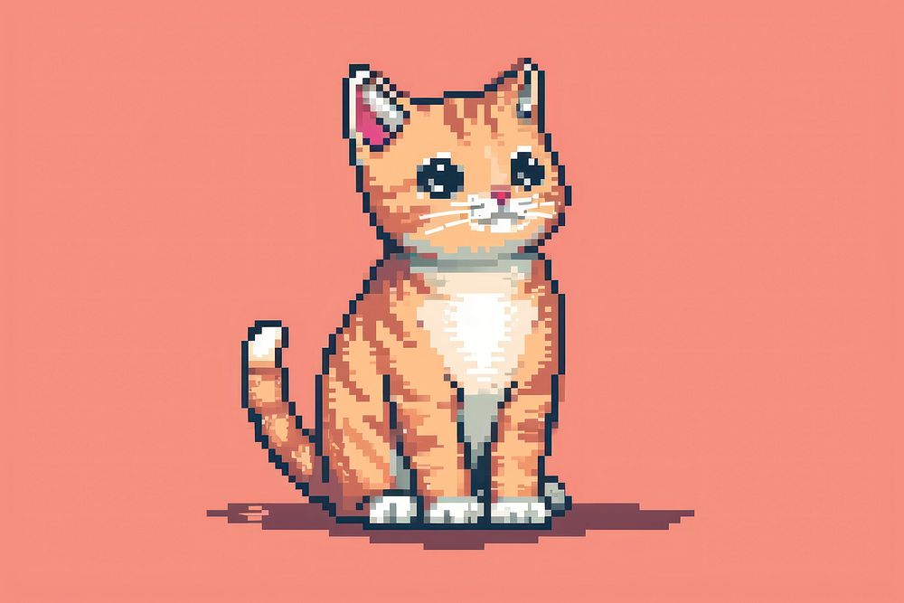 Cat pixel cute animal mammal kitten.