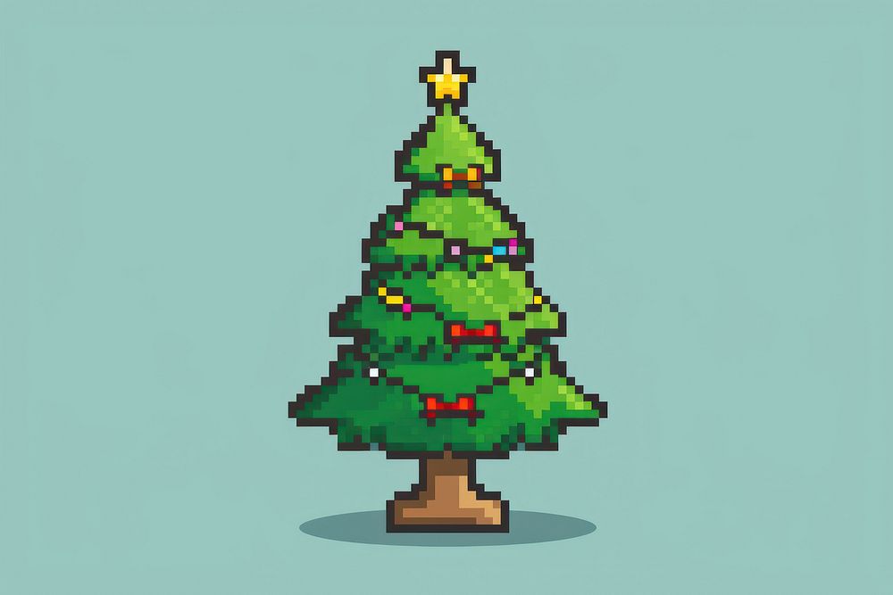 Christmas tree pixel shape plant illuminated.