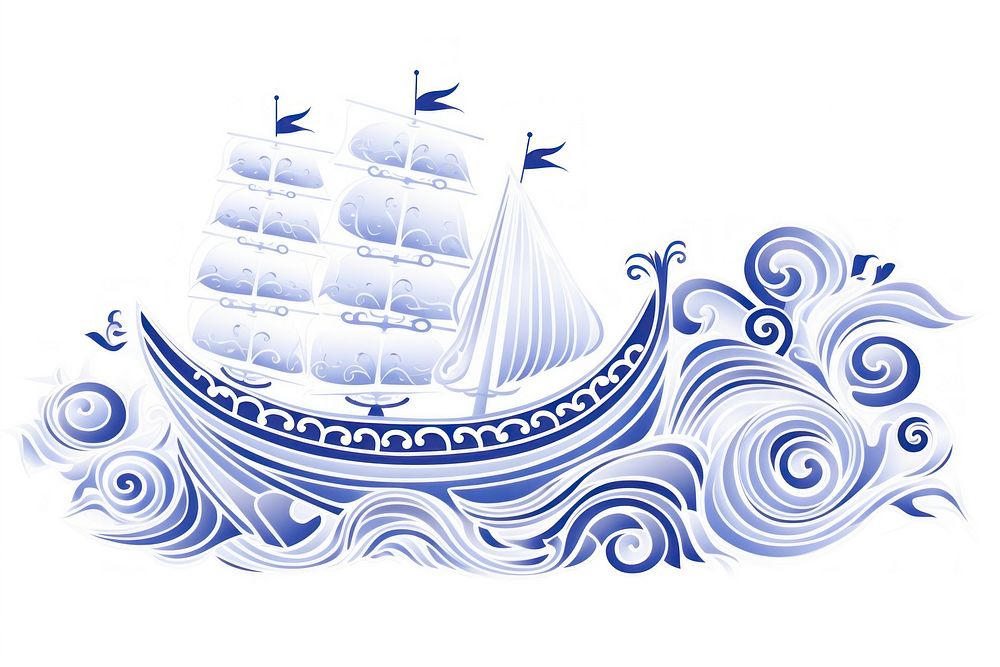 Chinese boat sailboat vehicle pattern.