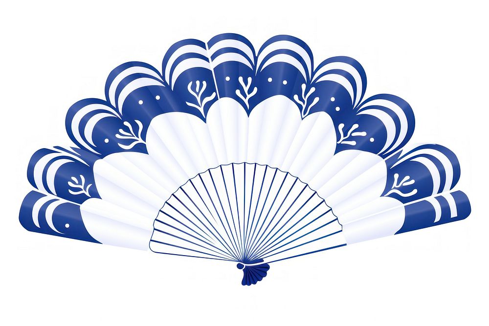 Chinese fan white blue white background.