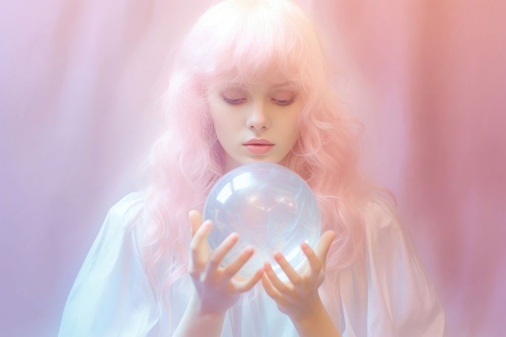 Crystal ball portrait photography hairstyle.