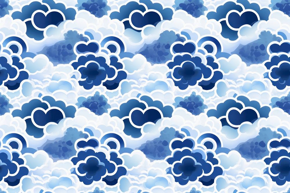 Tile pattern of cloud backgrounds porcelain blue.