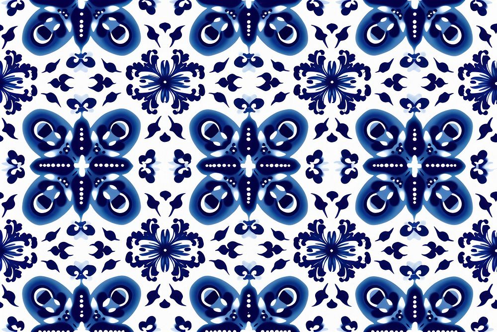 Tile pattern of butterfly backgrounds blue art.