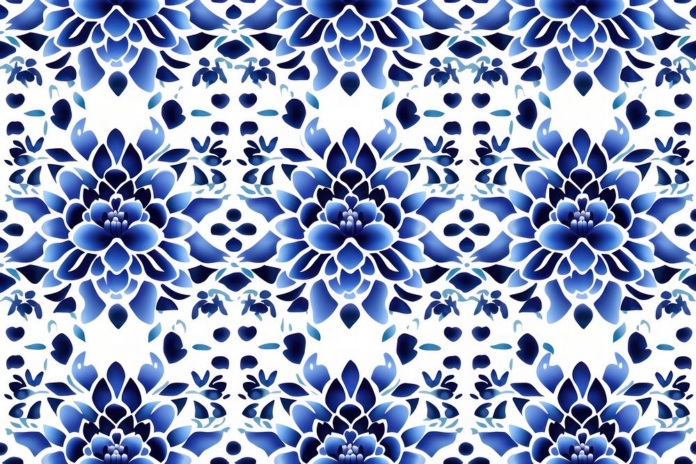 Tile pattern of dahlia backgrounds blue art.