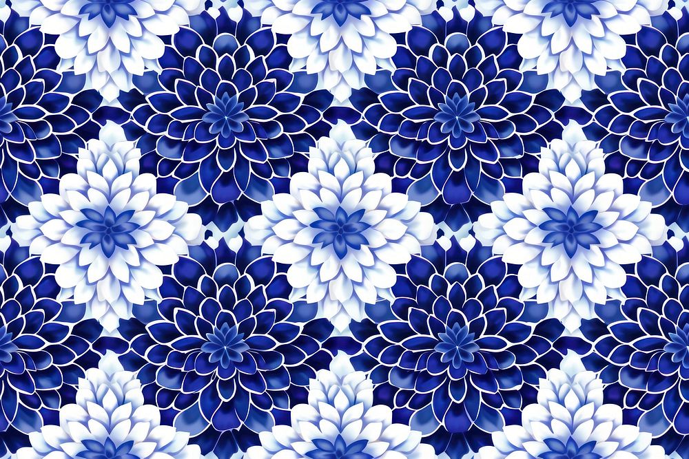 Tile pattern of dahlia blue backgrounds art.