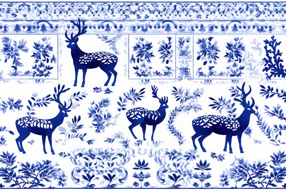 Tile pattern of deer art mammal creativity.