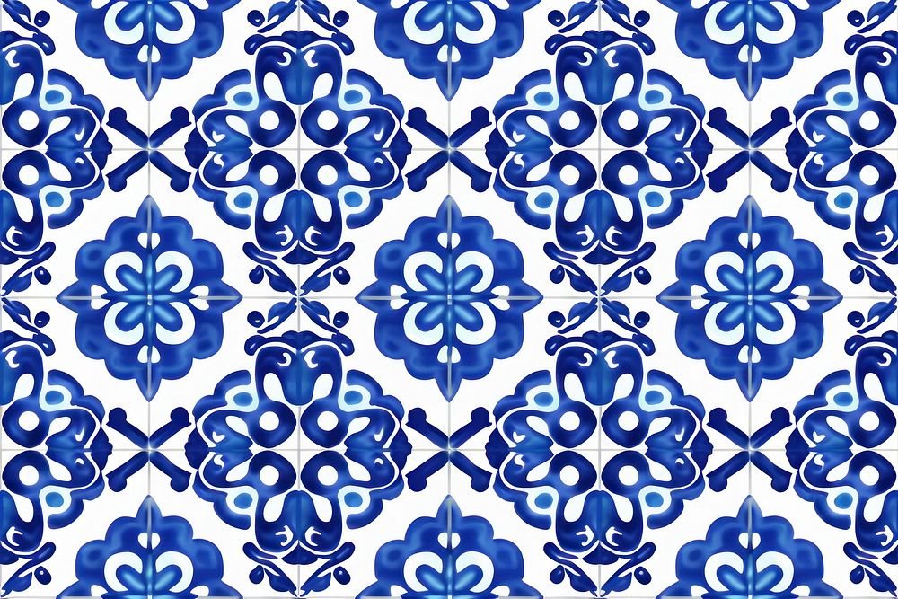 Tile pattern of flower backgrounds blue art.