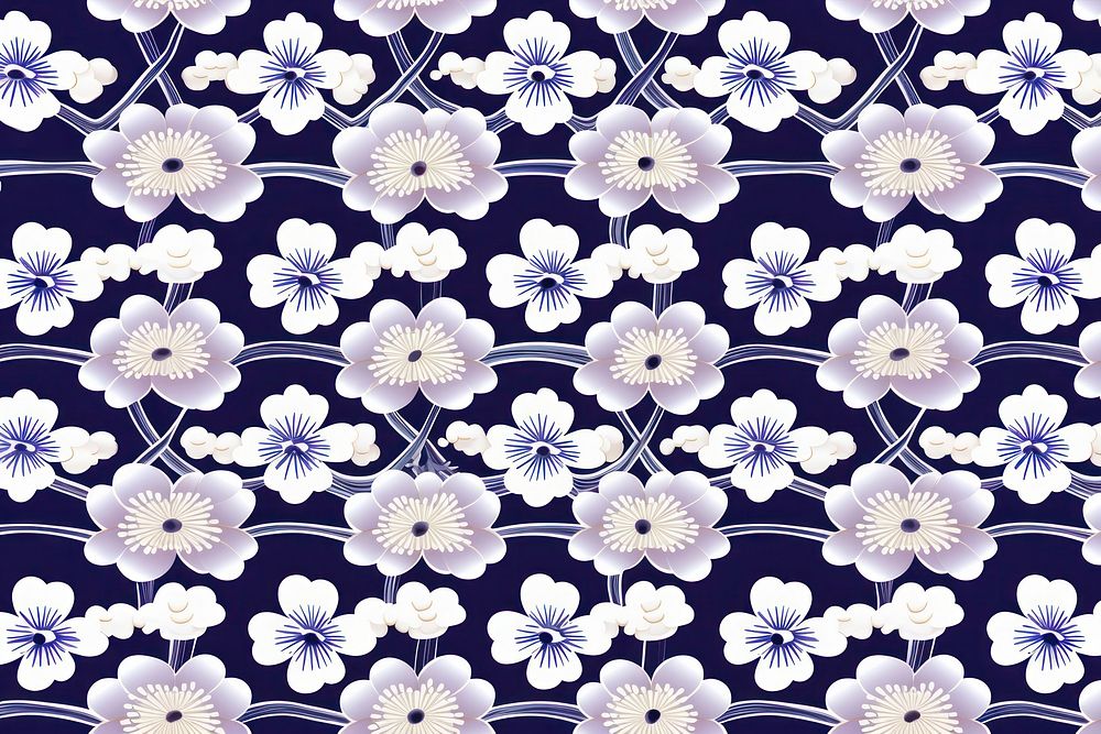 Tile pattern of plum blossom backgrounds flower white.
