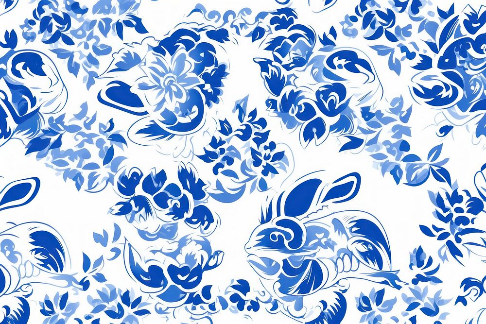 Tile pattern of rabbit backgrounds porcelain white.
