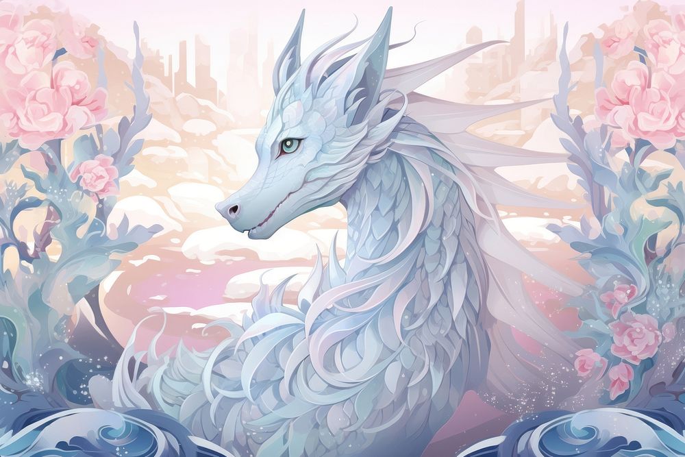 A winter dragon animal art representation.