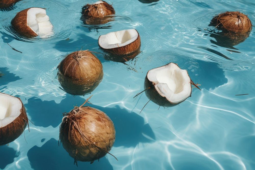 Bunch of coconuts floats plant fruit freshness. AI generated Image by rawpixel.