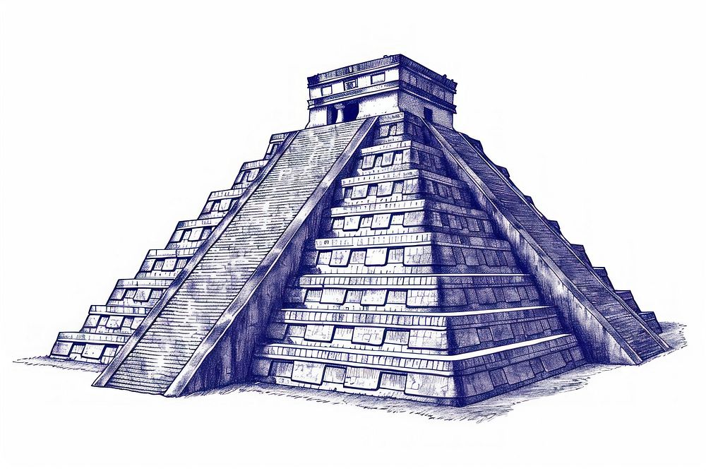 Antique of Tikal drawing sketch ancient.