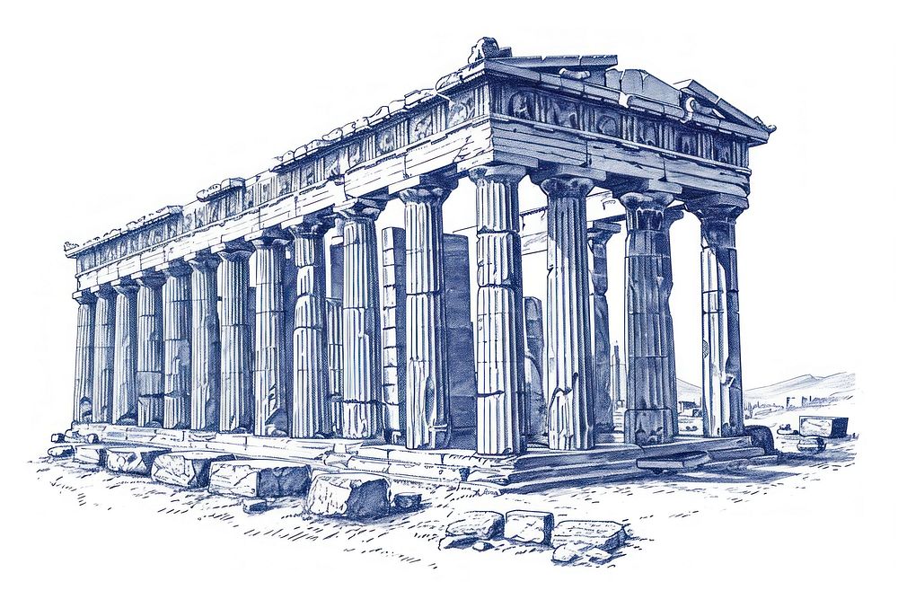 Antique of Baalbek drawing sketch architecture.