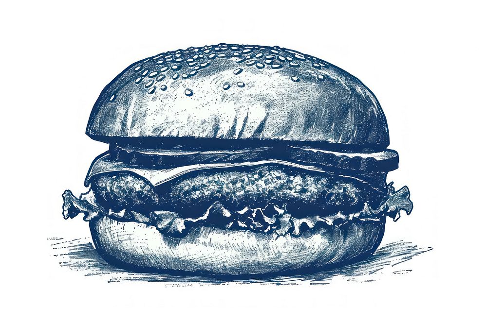 Antique of burger drawing sketch food.