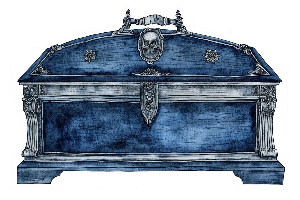 Antique of casket furniture ancient drawing.