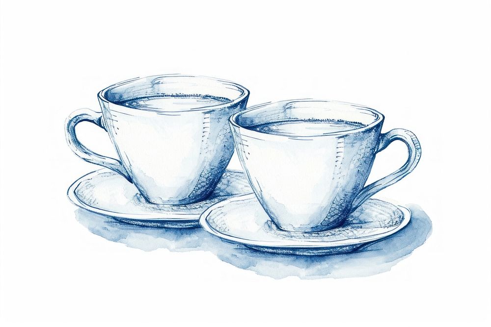 Antique of coffee drawing saucer sketch.