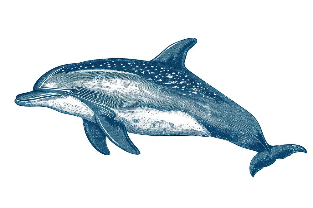 Antique of dolphin drawing animal mammal.