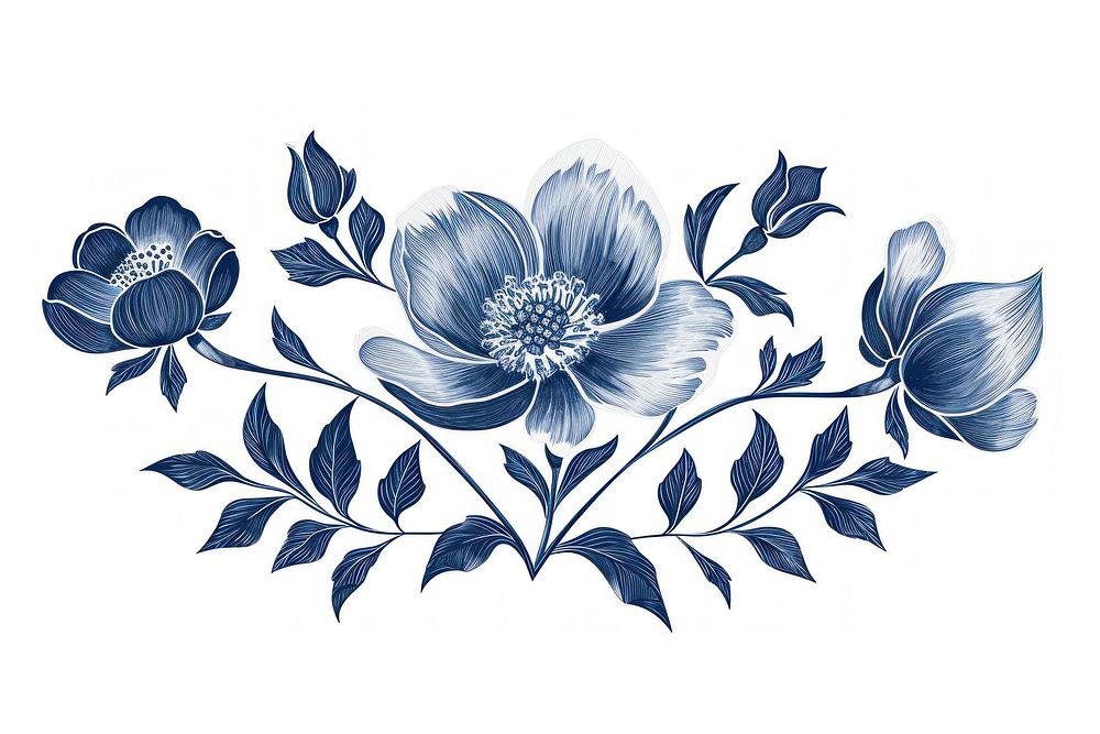 Antique of flower drawing sketch pattern.
