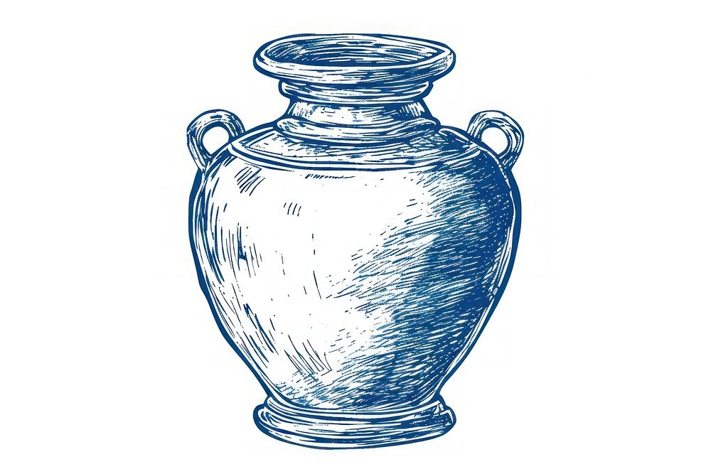 Antique of jar pottery ancient drawing.