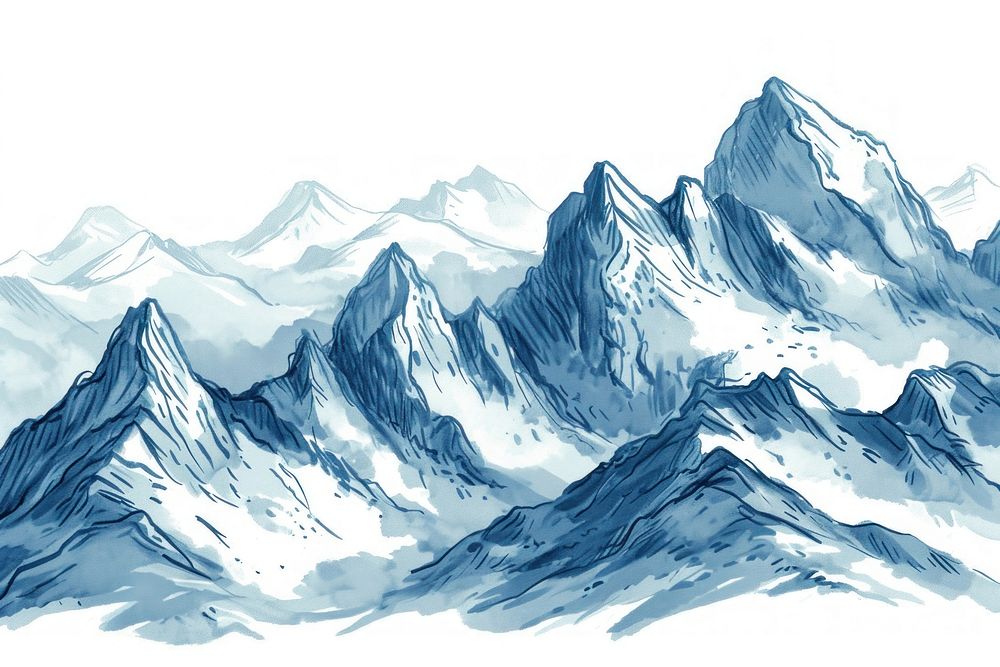 Antique of moutain mountain glacier drawing.