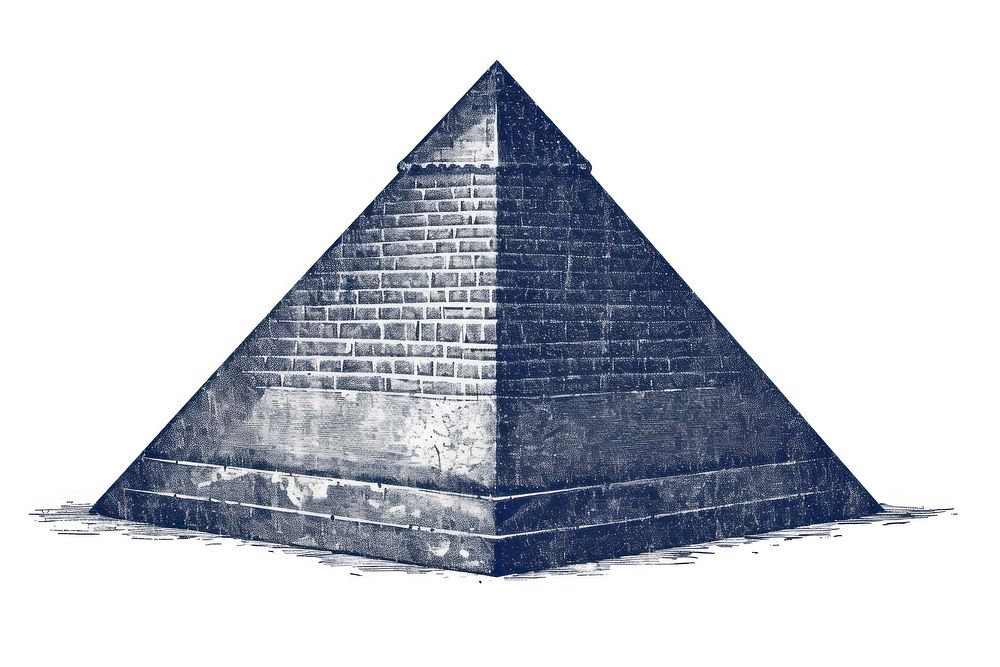 Antique of pyramid architecture ancient white background.