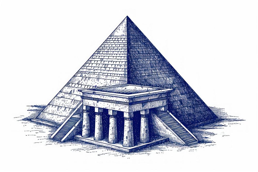 Antique of pyramid drawing sketch ancient.