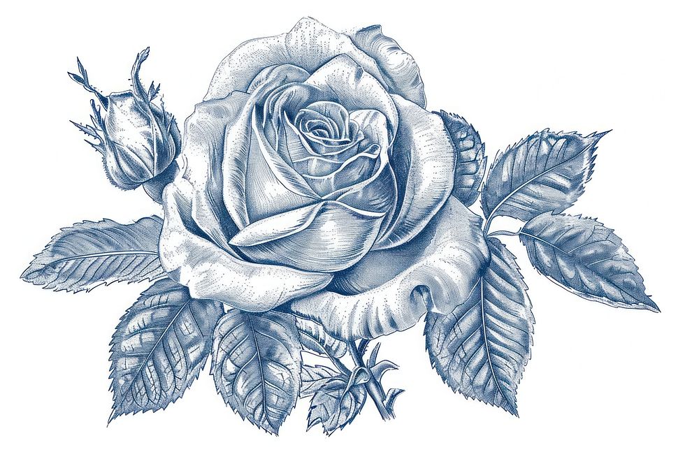 Antique of rose drawing sketch flower.