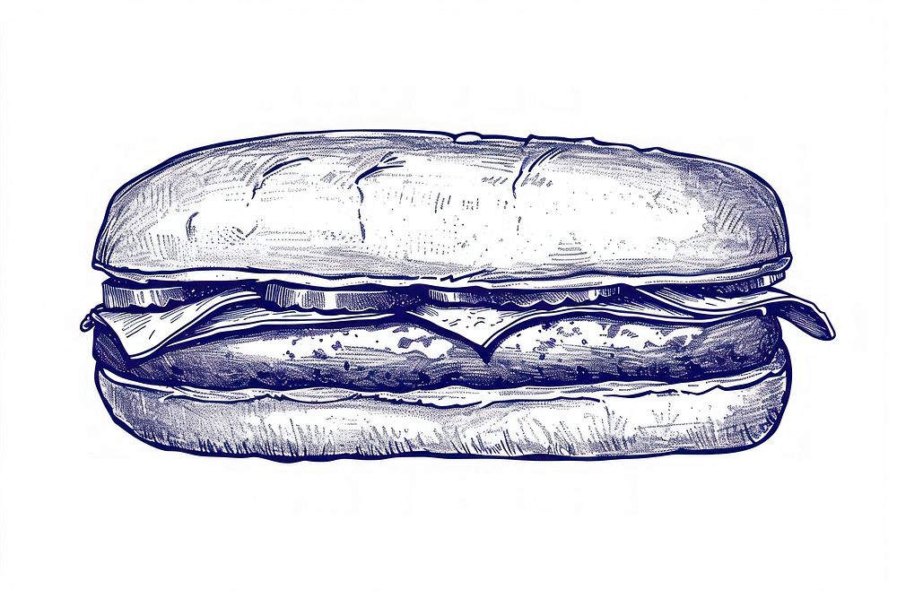Antique of sanwich drawing sketch food.