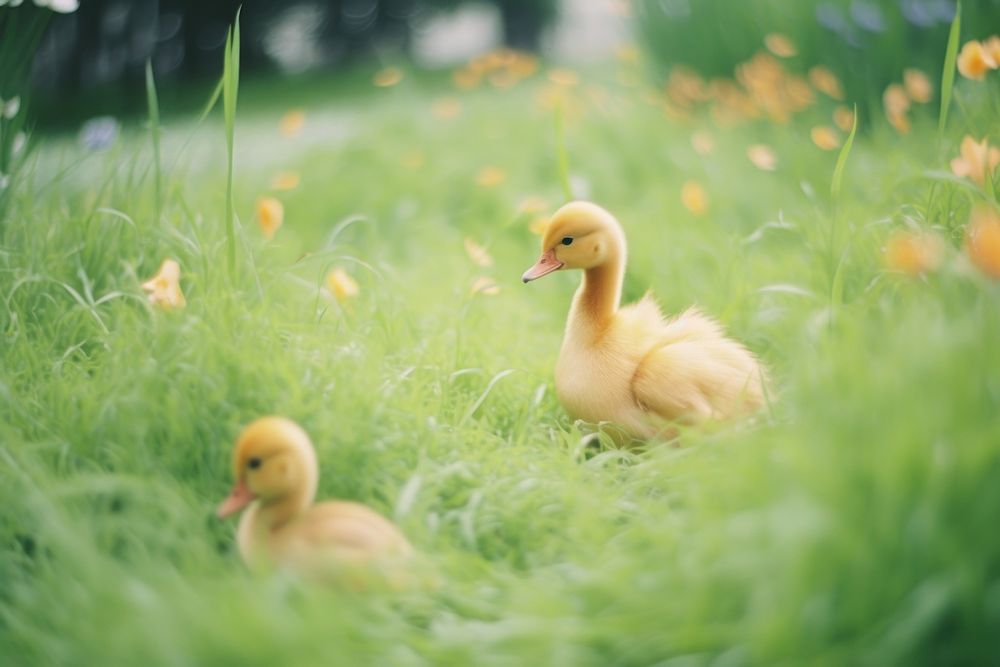 Many baby duck in the garden outdoors animal nature. AI generated Image by rawpixel.